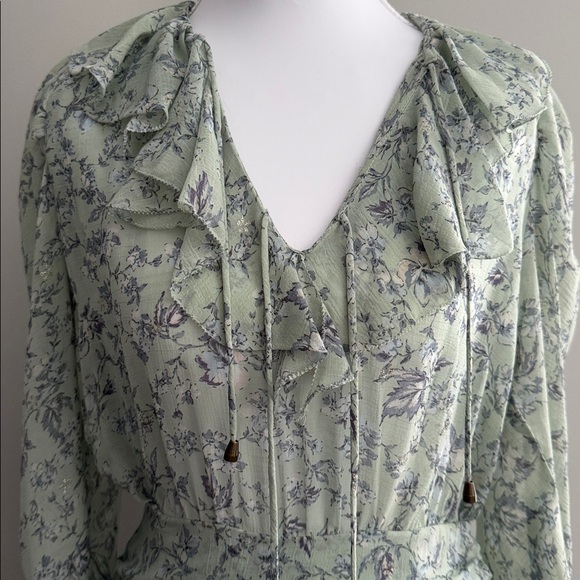 Olivaceous Long Sleeve Ruffled Tiered Romantic Mink Dress Size S - Picture 3 of 12